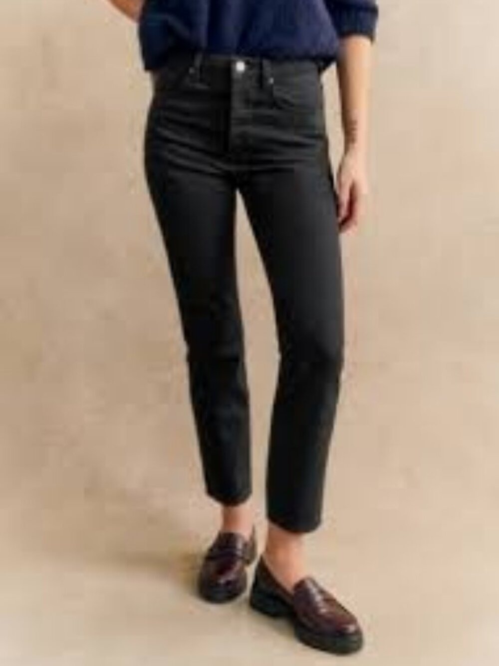Sezanne Brut Sexy Jeans Black Straight Leg Mid Rise 28